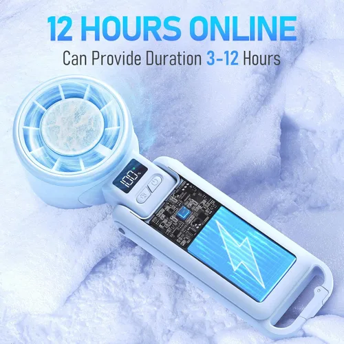 Vista 5 de PlayHot Ventilador de mano portátil mejorado con enfriamiento de hielo de 60 °F, hasta 12 horas ventiladores personales recargables portátiles, 5