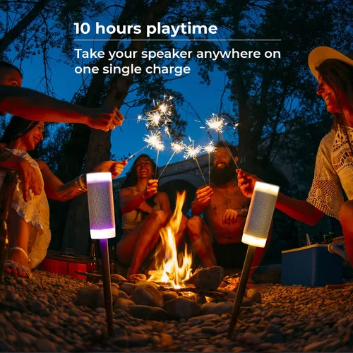 Vista 7 de iJoy Altavoz inalámbrico con 10 horas de reproducción: IP66 impermeable, resistente al polvo, resistente a la intemperie, altavoz Bluetooth Tiki