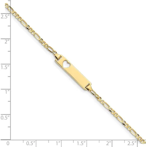 Vista 4 de Pulsera de oro amarillo de 10 quilates para niños con diseño de corazón recortado y cierre de langosta