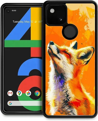 Vista 90 de Compatible con Google Pixel 4A 5G Mobile Case Creative Acrylic Panel trasero Silicona Protección Grip especialmente diseñado para Google Pixel 4A 5G