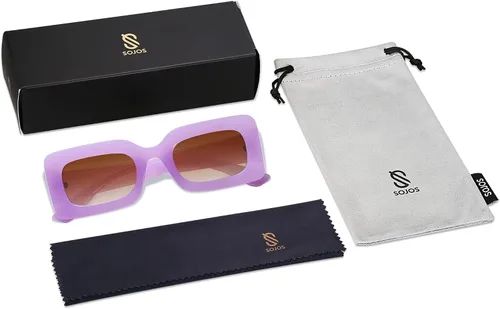 Vista 6 de SOJOS Retro 90s Nude Rectangle Sunglasses For Women Trendy Chunky Glasses Pebble SJ2160