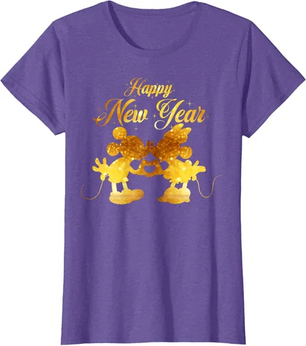 Vista 16 de Disney Camiseta de Año Nuevo Mickey & Minnie Happy New Year Silhouette, Negro