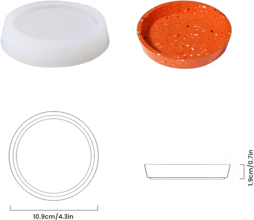 Vista 2 de BOOWAN NICOLE Molde de silicona para posavasos de platillo,Molde de plato de jabón de cemento,Molde de soporte de jabón de concreto para ducha