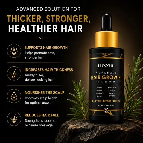 Vista 3 de LUXXUL Suero de apoyo para el crecimiento del cabello, 1.7 fl oz - Suero natural activo Redensyl para cabello más saludable, más grueso y lleno