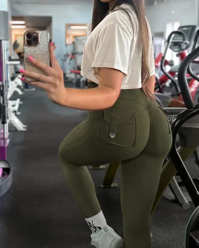 Vista 5 de gymfrog Leggings con levantamiento de glúteos para mujer, sin costuras, de cintura alta, pantalones de yoga, leggings fruncidos