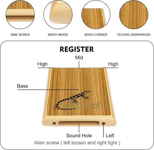Vista 4 de Caja de viaje Cajon Tambor, instrumento musical de percusión de madera, cajón básico con cuerdas ajustables y una bolsa de transporte.