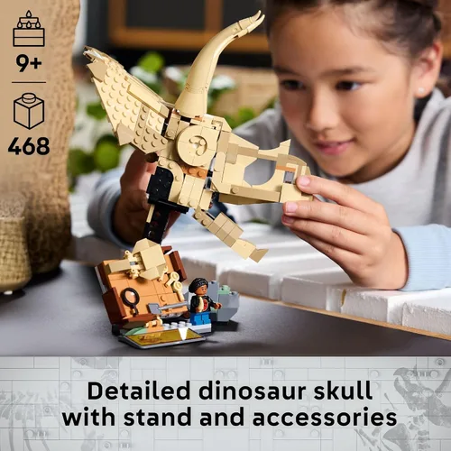 Vista 2 de LEGO Jurassic World Fósiles de Dinosaurio Cráneo de Triceratops Juguete - Juguete de Dinosaurio Conjunto de Construcción de Fósiles para Niños