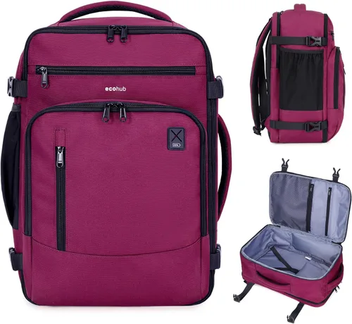 Vista 26 de ECOHUB Mochila de Viaje Mochila de Equipaje de Mano Carry on Backpack Water Resistant Fit 15.6" Laptop AirTag Pocket, Lightweight Casual Daypack