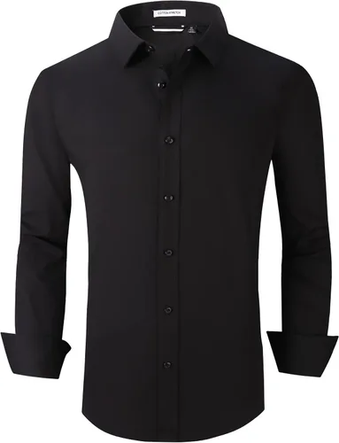 Vista 27 de Alex Vando - Camisa para hombre de manga larga con ajuste regular 06 negro