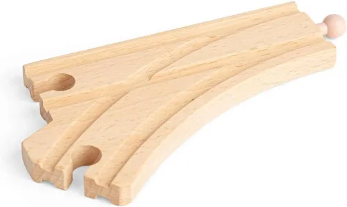 Vista 4 de Bigjigs Rail Puntos curvados (paquete de 2) – Otras marcas de rieles de madera principales son compatibles