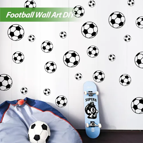 Vista 6 de SITAKE 43 calcomanías de fútbol, calcomanías de pelota de fútbol para niños, calcomanías para habitación de niños, calcomanías de pared de fútbol