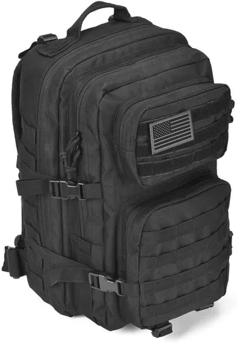 Vista 3 de REEBOW GEAR - Mochila táctica militar para hombres, mochila grande del ejército, paquete de asalto de 3 días, mochila Molle, Negro, Grande - 40 l