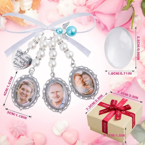 Vista 2 de Wedding Bouquet Photo Charms Bridal Lacy Oval Bridal Charm You are Always in My Heart DIY Bouquet Picture Charm