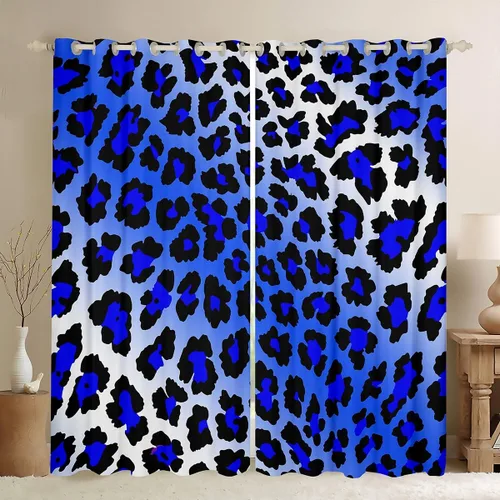 Vista 42 de Feelyou Purple Leopard Print Blackout Curtains Black Wild Safari Darkening Drapes for Bedroom Living Room Decor Cheetah Fur Wildlife Thermal