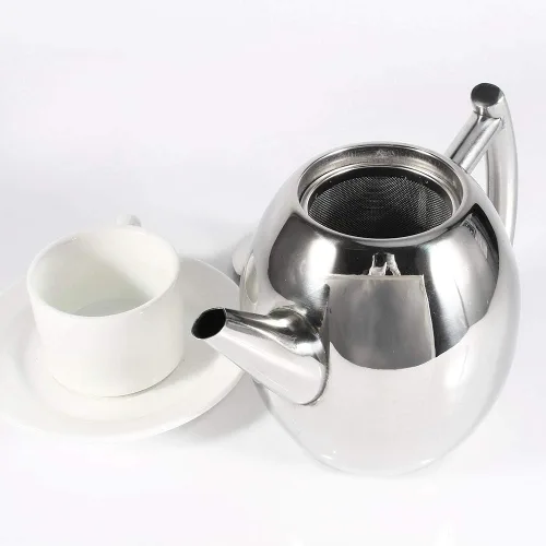 Vista 8 de Tetera de acero inoxidable con filtro de infusor extraíble, gran capacidad, 33 onzas (1 litro)