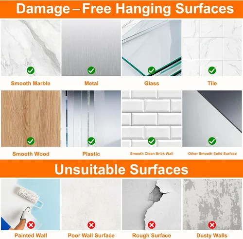 Vista 6 de DDMY Ganchos adhesivos resistentes para colgar 50 libras (máx.), ganchos de pared negros con fuerte adherencia, gancho extraíble sin daños
