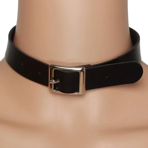 Vista 2 de MILAKOO Collar con hebilla de cuero ajustable retro punk simple para mujer