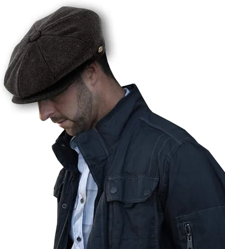 Vista 8 de EPOCH Gorra de lana para hombre, sombrero de golf Applejack de cabbie de tweed de conducción en espiga Nsb1910
