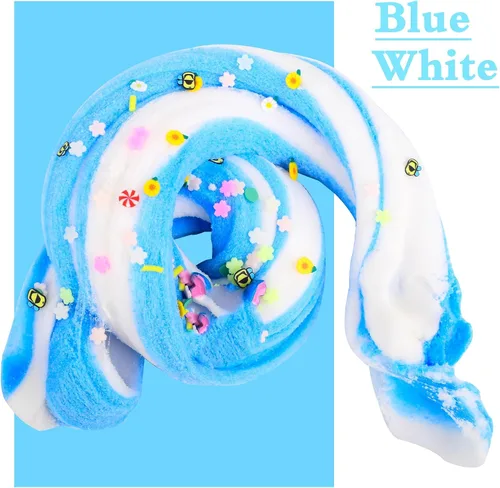 Vista 4 de Paquete de 2 Kits de Slime de Nube con Pastel Azul y Dijes Rosados, Suministros de Slime DIY Perfumados para Niñas y Niños, Juguete Antiestrés