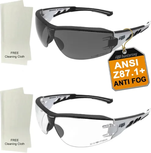 Vista 13 de HTS HUNTERSKY Gafas de seguridad de tiro envolventes U6 transparentes, antiniebla y antiarañazos, ligeras y súper flexibles con ANSI Z87.1