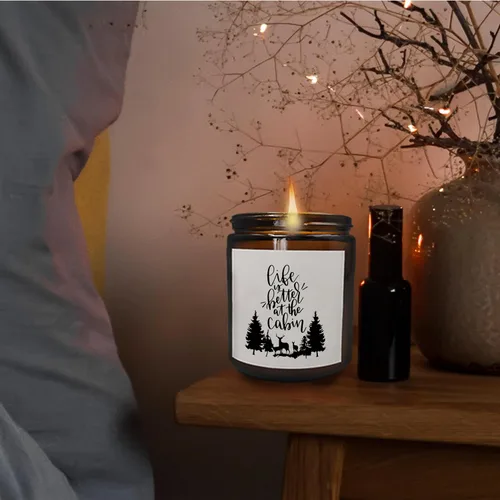 Vista 2 de Mancheng-zi Velas perfumadas Life is Better at The Cabin, regalos de cabina y decoración