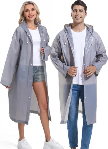 Vista 143 de 2 abrigos de lluvia de Borogo para adultos, chaquetas de lluvia reutilizables para hombres y mujeres