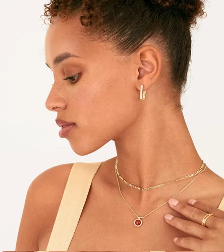 Vista 2 de PAVOI Aretes de aro de plata de ley 925 chapados en oro de 14 quilates Aretes de aro rectangulares geométricos de oro para mujer