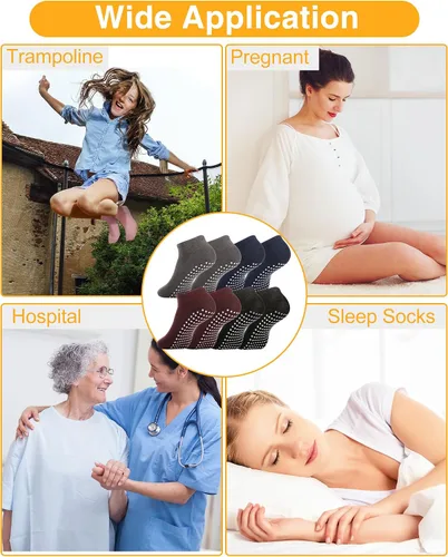 Vista 7 de Chuarry 60 pares de calcetines de agarre para yoga, pilates, antideslizantes, a granel, antideslizantes, para ballet, para mujeres, adultos