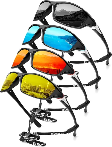 Vista 33 de KALIYADI 4 Pack Polarized Sunglasses-Men Sports Sun-glasses: Mens Sunglasses UV Protection for Fishing Driving Cycling