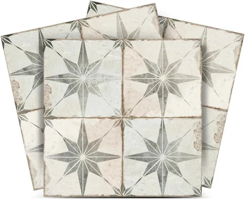 Vista 11 de Azulejos Autoadhesivos para Piso Vintage DIY Papel Tapiz Autoadhesivo Pegatinas de Azulejos (4X4, Turquesa Plata)