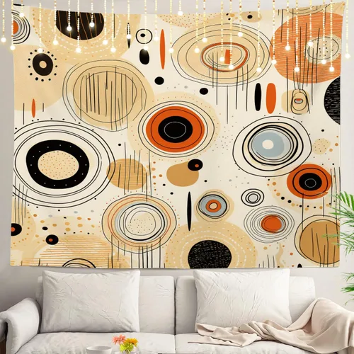 Vista 32 de Shrahala Tapiz de pared de hojas de arce otoñal, hojas rojas sin costuras sobre negro para colgar en la pared, tapiz grande decorativo de fibra