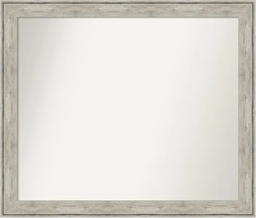 Vista 393 de Amanti Art Espejo de baño plateado para sobre el fregadero, 28 x 37 pulgadas, elegante espejo rectangular de peltre cepillado, marco de madera
