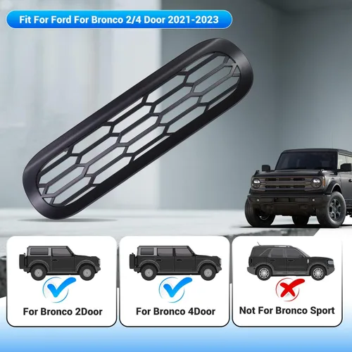 Vista 6 de Marco de cubierta de malla para parrilla delantera, insertos de parachoques delantero, accesorios de decoración con clip para Ford Bronco Offroad