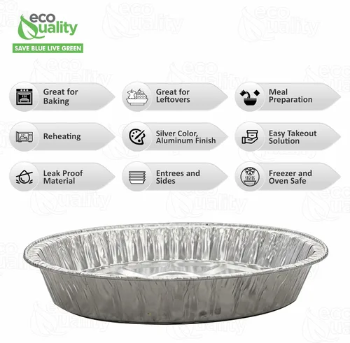 Vista 2 de Paquete de 100 sartenes ovaladas desechables y duraderas para asar pavos, extragrandes, papel de aluminio resistente, forma ovalada profunda