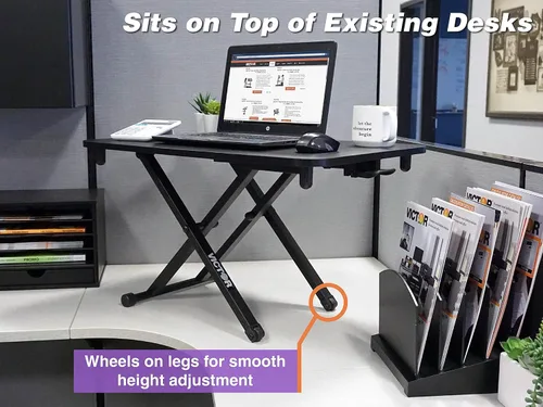 Vista 5 de Victor Escritorio de pie – Soporte ajustable para monitor y convertidor de escritorio de oficina para portátil o pantalla única, estación de trabajo