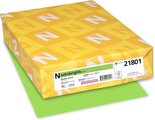 Vista 7 de Neenah Astrobrights Papel de color premium, 24 lb, 8.5 x 11 pulgadas, 500 hojas, verde marciano (WAU21801)