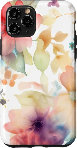 Vista 27 de iPhone 16 Lindo Pastel Floral Acuarela Rosa Azul Mujeres Patrón de Flores Caso