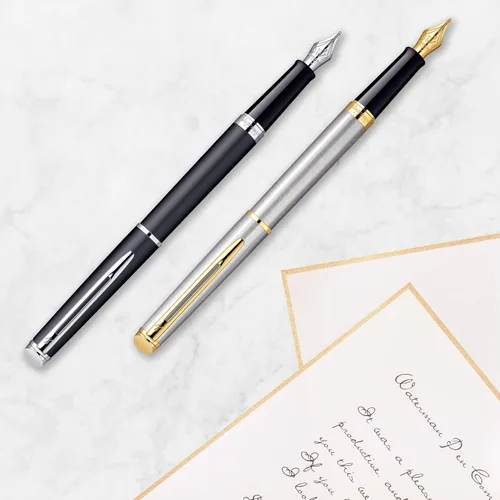 Vista 6 de Waterman - Pluma estilográfica negra con embellecedor dorado Hemisphere, Negro y Dorado