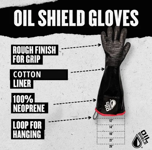 Vista 4 de Oil Shield - Guantes 100% neopreno resistentes al calor, forro de algodón, clasificación de temperatura de 450 grados, seguridad para el servicio