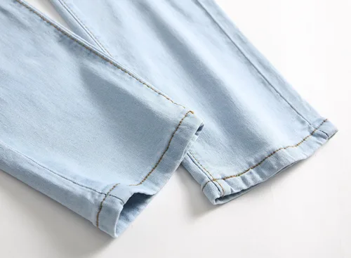 Vista 6 de Baylvn Pantalones de mezclilla para hombre, rasgados, desgastados, rectos, ajustados, casuales, a la moda