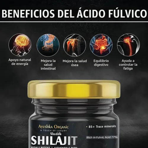 Vista 7 de Resina Shilajit, Shilajit del Himalaya, Shilajit puro, 77% ácido fúlvico, 0.71 oz AYUSHKA ORGANIC