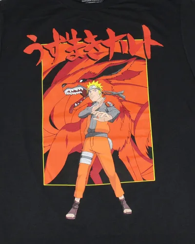 Vista 2 de Seven Times Six Naruto Shippuden Naruto Against 9-Tail Beast Kurama Anime Camiseta para hombre
