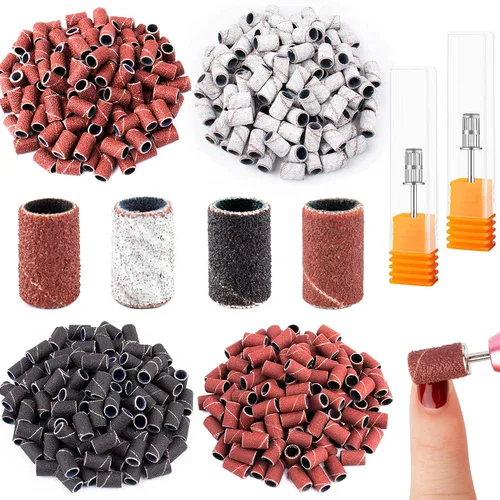 Vista 8 de Juego de bandas de lijado para taladro de uñas, portátil, juego de 3 colores gruesos de grano fino Efile Sand Set 80#120#180#240#, 2 piezas