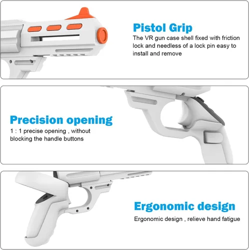 Vista 5 de Tyasoleil Handle VR Accessories for Meta Quest 2 & 3, Humanized Gun Stock for Oculus Quest 2 & 3, Weighted Controller Grips, Better FPS Vivid FPS