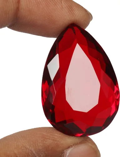 Vista 2 de GEMHUB Top A+ topacio rojo 37,50 Ct. espécimen mineral en forma de pera para hacer joyas, Gema, Topacio fabricado