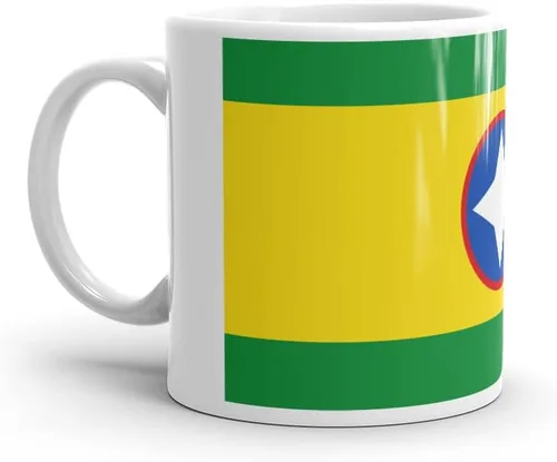 Vista 3 de Bandera de Bucaramanga Santander - Taza de café de cerámica blanca
