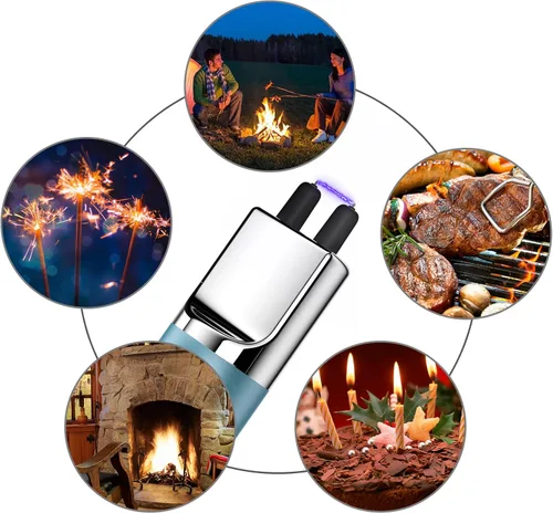 Vista 5 de REIDEA Encendedor electrónico de velas de arco, resistente al viento, sin llama, recargable por USB, con botón de seguridad para el hogar