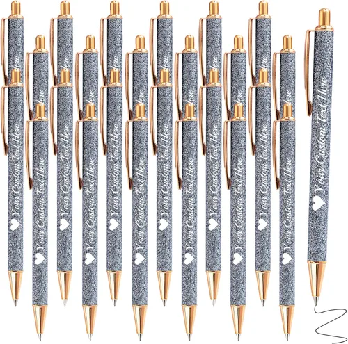 Vista 24 de Bolígrafos de purpurina personalizados con nombre impreso, bolígrafo personalizado con barril de metal, retráctil, bonito y elegante, regalos