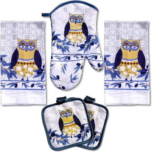 Vista 17 de Encantador juego de toallas de cocina de 5 piezas: diseño de chef uniforme y regordete, incluye 2 paños decorativos (25 x 15), 1 guante de horno y 2