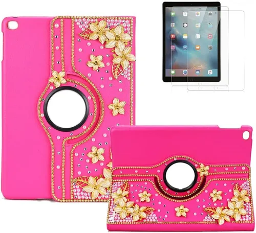 Vista 16 de Bling - Funda compatible con Samsung Galaxy Tab A7 10.4 (2022) - Elegante - 3D hecha a mano con mariposa de cristal giratoria de 360 grados